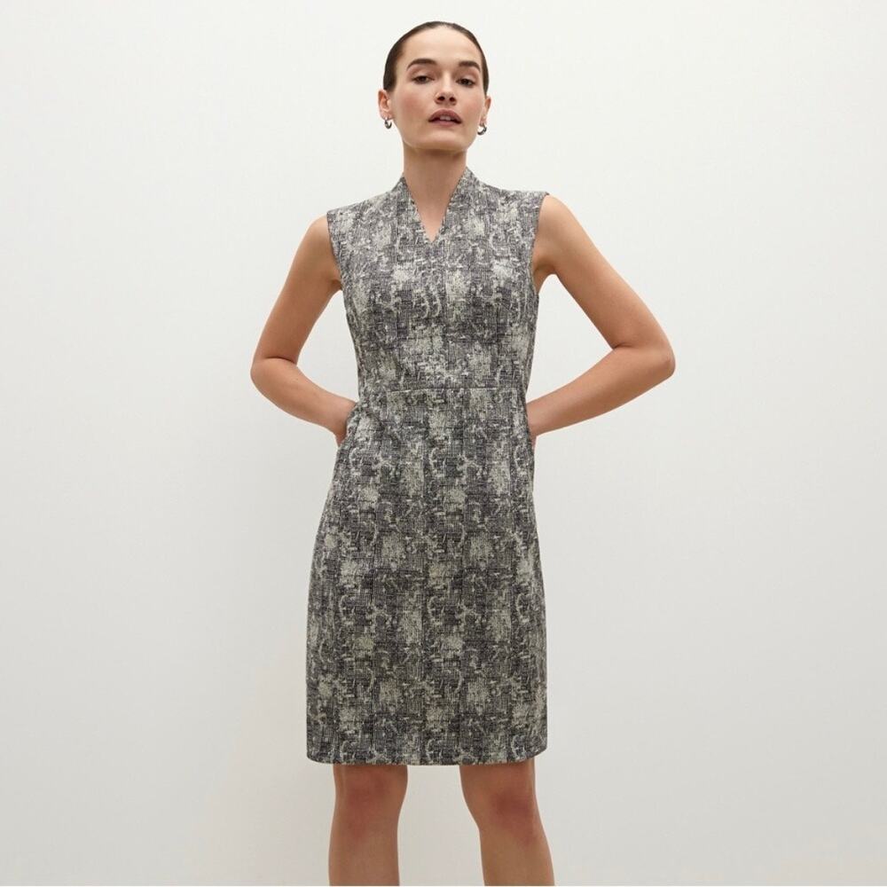 MM. LaFleur The Aditi Dress in Crackle Black White Abstract Print NEW WOMENS 12